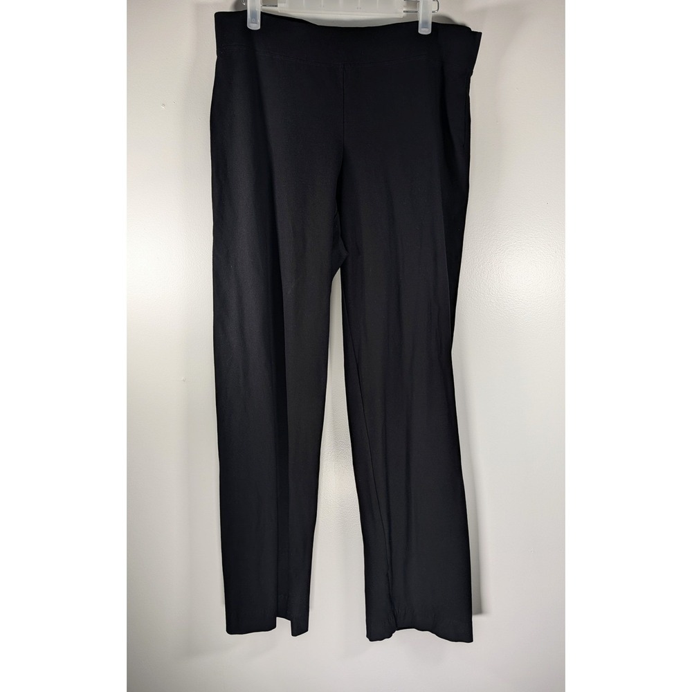 Eileen Fisher Womens Medium Black Stretch Crepe Straight Leg Pull On Pants